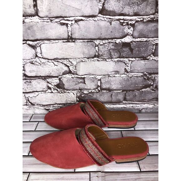 RoHo Red Suede Leather Slip On Beaded Strap Mules Shoes Women’s Sz 43EU/12M US - Picture 9 of 16